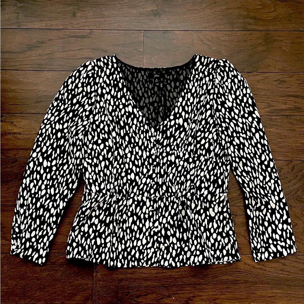 Women’s J Crew Peplum Top, Button Detail - size 8
